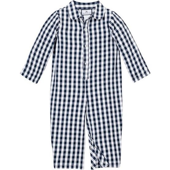 Navy Gingham Romper - Rompers - 1