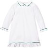 White Sophia Nightgown, Green Piping - Nightgowns - 1 - thumbnail