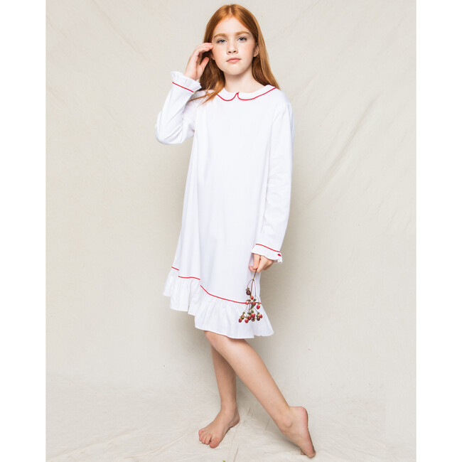 White Sophia Nightgown, Red Piping - Nightgowns - 2