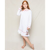 White Sophia Nightgown, Red Piping - Nightgowns - 2