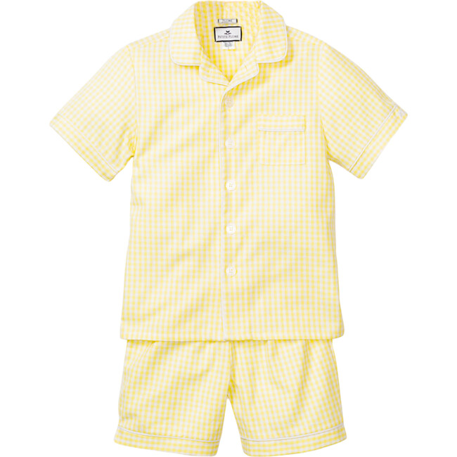 Short Pajama Set, Yellow Gingham