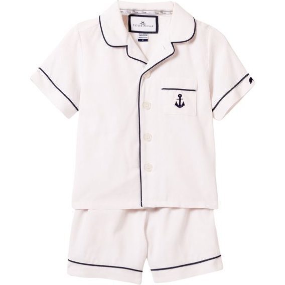 Nautical White Short Set with Anchor - Pajamas - 1