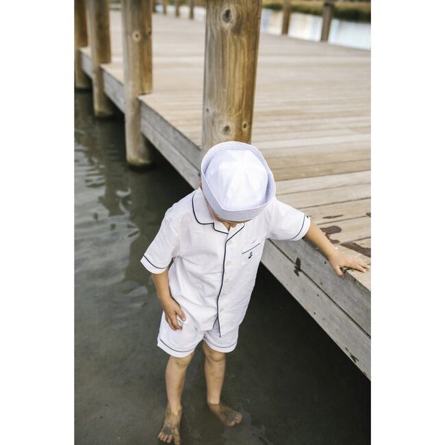 Nautical White Short Set with Anchor - Pajamas - 2