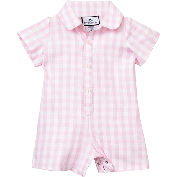 Pink Gingham Summer Romper - Petite Plume Sleepwear | Maisonette