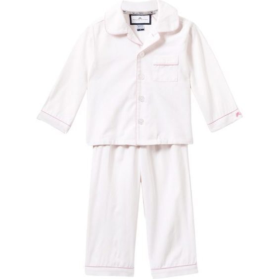 White Pajamas with Pink Piping - Petite Plume Sleepwear | Maisonette