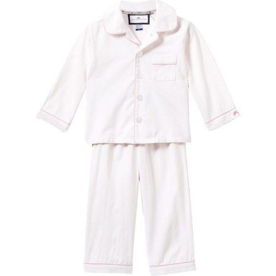 White Pajamas with Pink Piping - Pajamas - 1