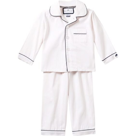 White Pajamas with Navy Piping - Pajamas - 1