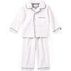 White Pajamas with Navy Piping - Pajamas - 1 - thumbnail