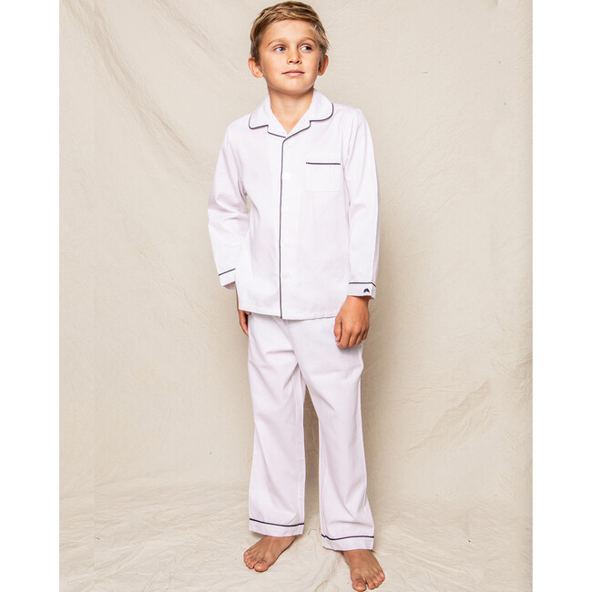 White Pajamas with Navy Piping - Pajamas - 2
