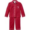 Monogrammed Flannel Pajamas with Double Piping, Burgundy - Pajamas - 1 - thumbnail
