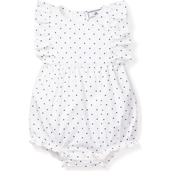 Infant Ruffled Romper, Pin Dots - Pajamas - 1