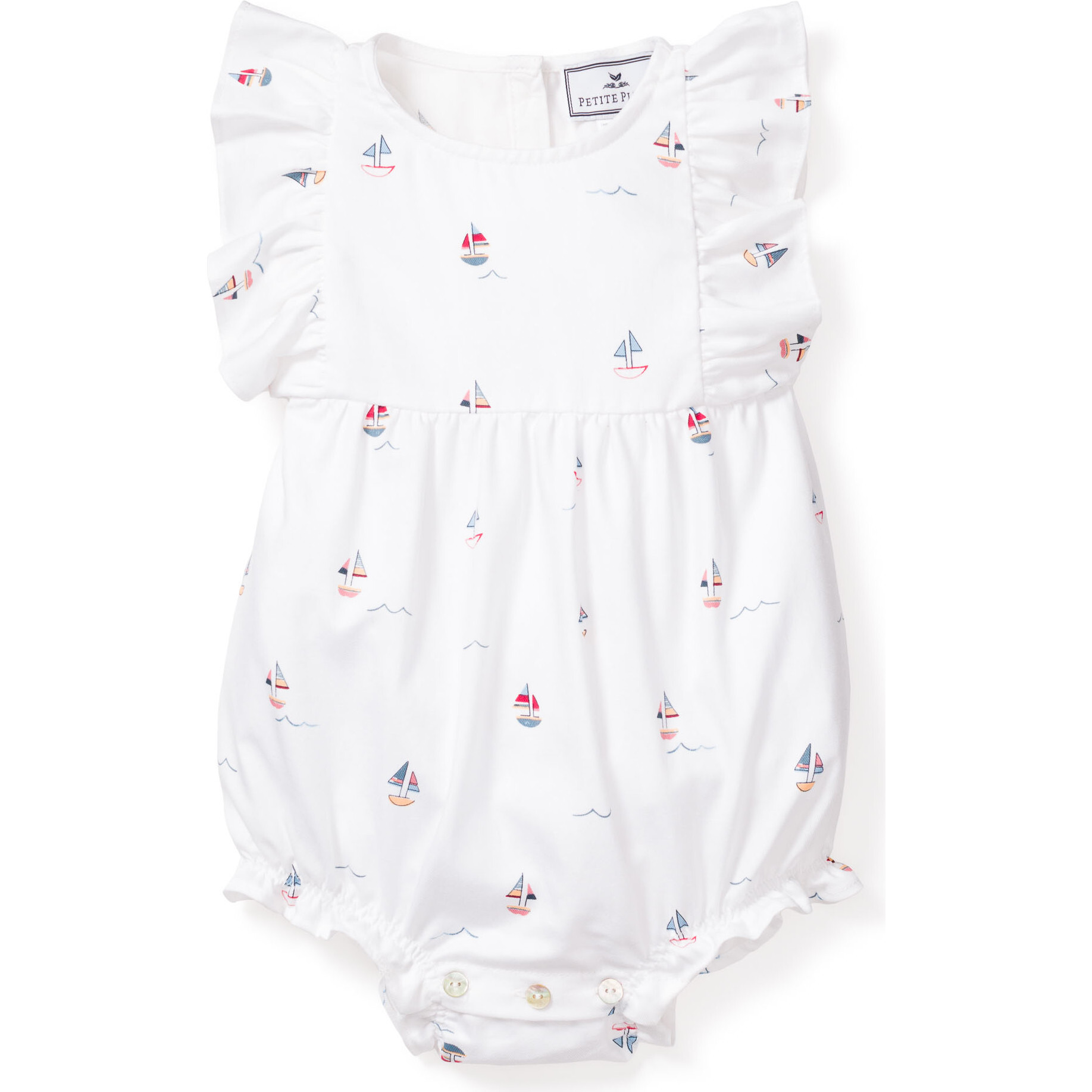 Infant Ruffled Romper, Bateau - Rompers - 1