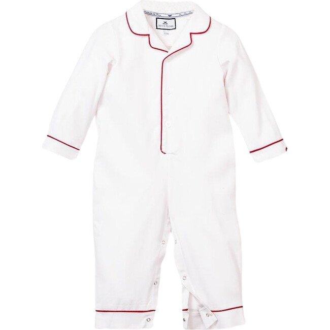 White Romper with Red Piping - Pajamas - 1