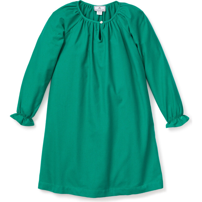 Delphine Nightgown, Green Flannel - Pajamas - 1
