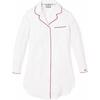 Women's Twill Nightshirt, White & Red Piping - Pajamas - 1 - thumbnail