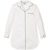 Women's White Twill Nightshirt, White & Navy Piping - Pajamas - 1 - thumbnail