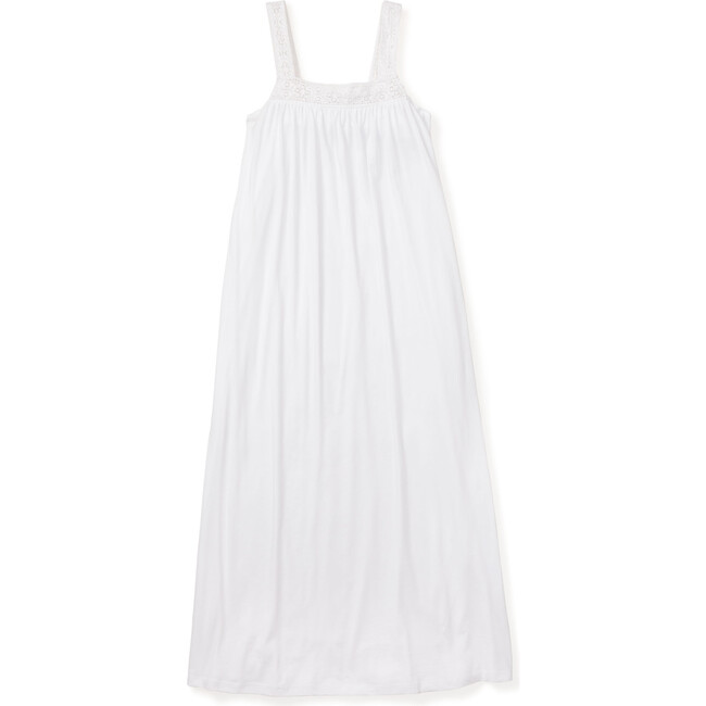 Women's Luxe Pima Cotton Nightgown, White Crochet