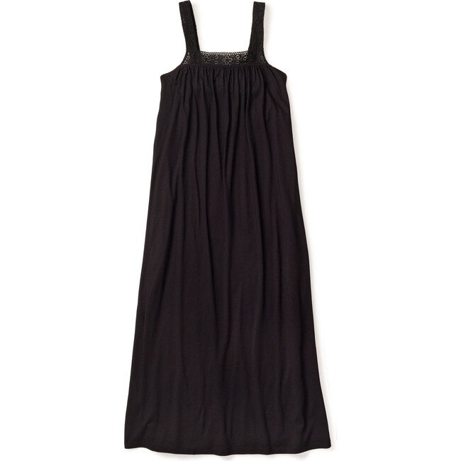 Women's Luxe Pima Cotton Nightgown, Black Crochet