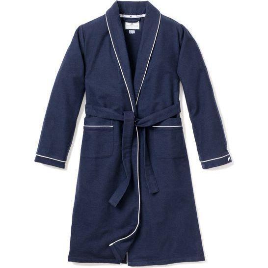 Women's Flannel Robe, Navy - Robes - 1