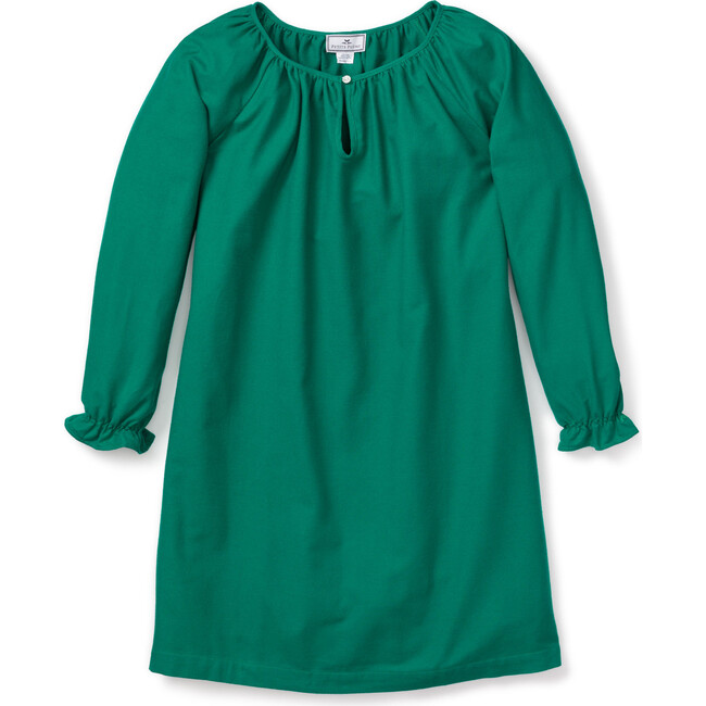 Women's Delphine Nightgown, Green Flannel - Pajamas - 1
