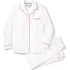 Women's Classic Twill Pajama Set, White & Red Piping - Pajamas - 1 - thumbnail