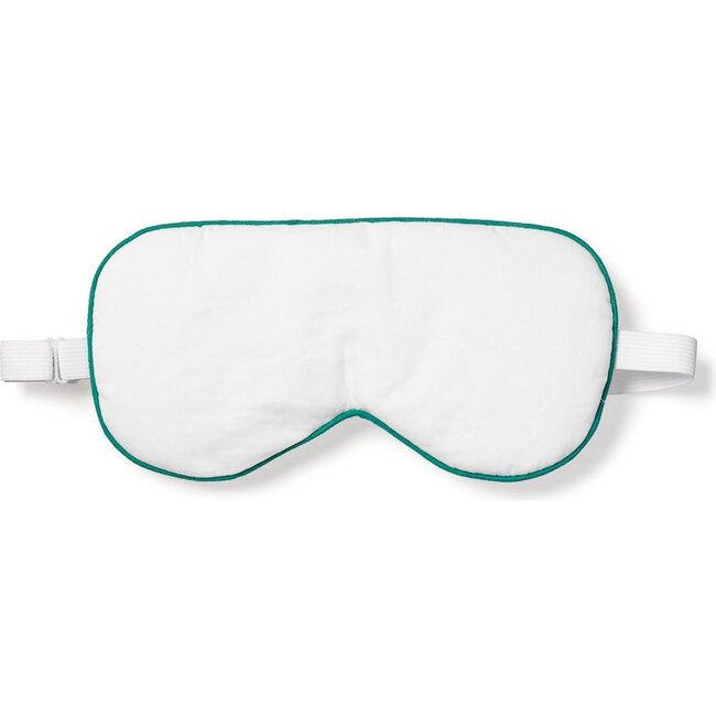 Adult Traditional Eye Mask, White & Green Piping