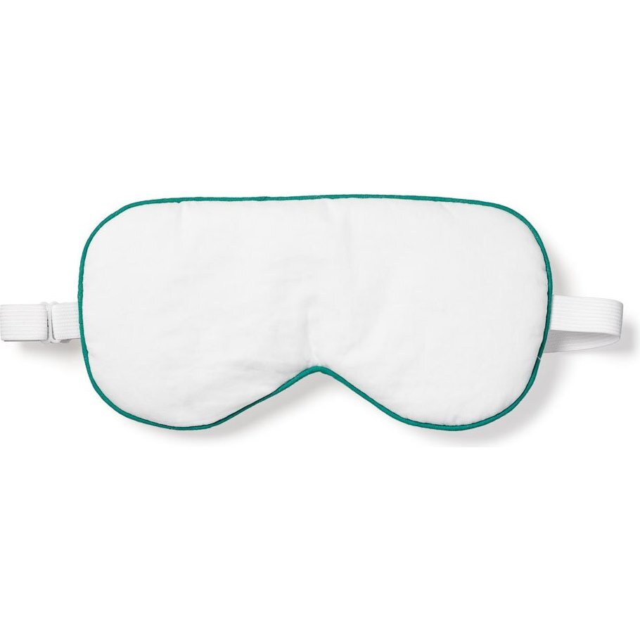 Adult Traditional Eye Mask, White & Green Piping - Eye Masks - 1