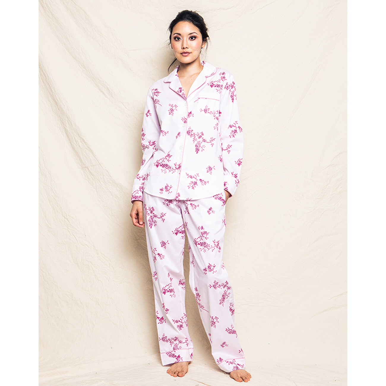 Women's Floral Pajama Set, English Rose - Petite Plume Mommy