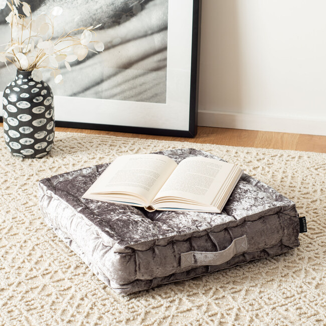 Peony Floor Pillow, Grey
