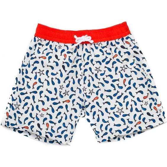 Tommaso Swimshort, Ivory Fish Print - Swim Trunks - 1