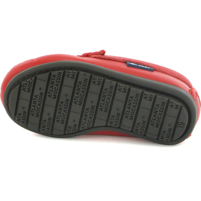 Toddler Plain Vamp Moccasin in Smooth Leather, Red - Flats - 3