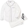 Men's Classic White Twill Pajama Set, White & Navy Piping - Pajamas - 1 - thumbnail