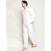 Men's Classic White Twill Pajama Set, White & Navy Piping - Pajamas - 3