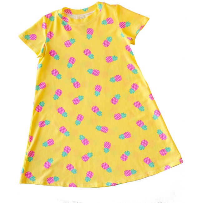 Pineapple Short Sleeve Dress, Multi - Dresses - 1