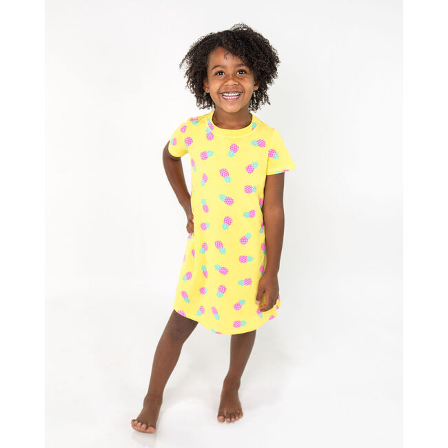 Pineapple Short Sleeve Dress, Multi