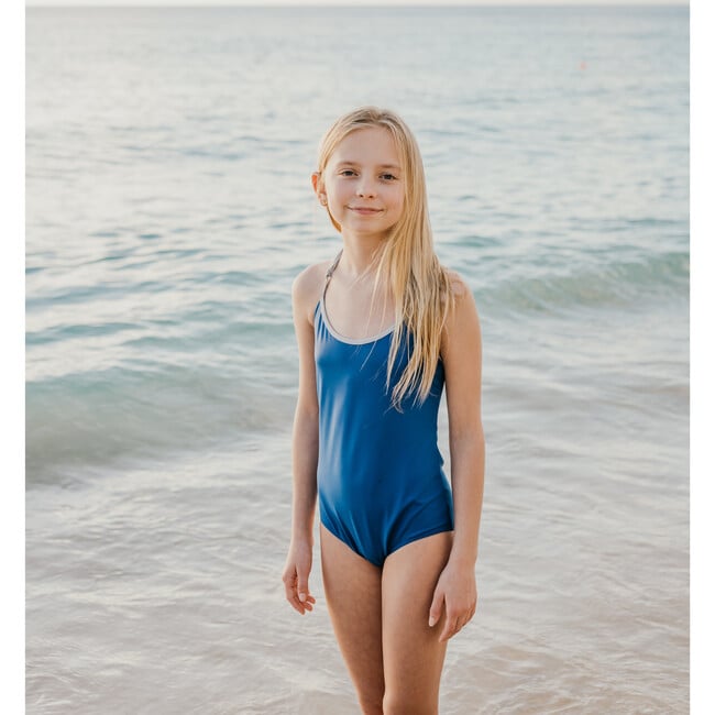 Olivia Swimsuit, Cobalt And Cloud Grey - Two Pieces - 4