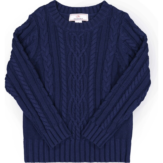 Fishers Cable Sweater, Medieval Blue - Sweaters - 1