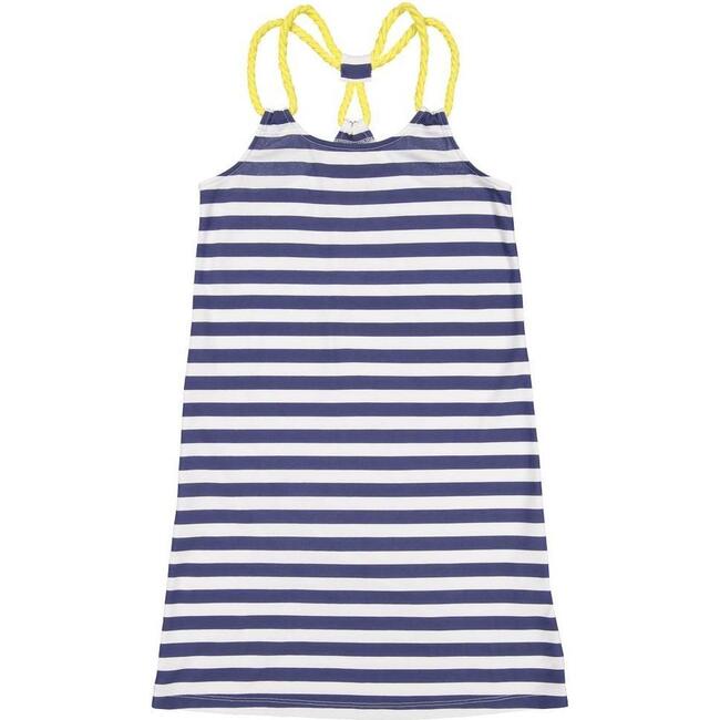 Cora Rope Tie Halter Dress, Medieval Blue Stripe - Dresses - 1