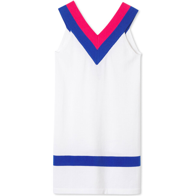 Tennis Sweater Dress, Bright White with Mazarine - Dresses - 1