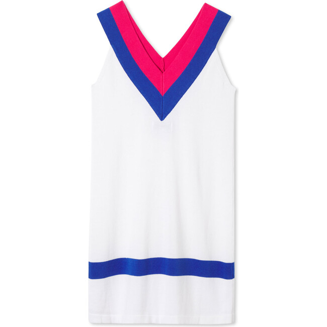 Tennis Sweater Dress, Bright White with Mazarine - Dresses - 2