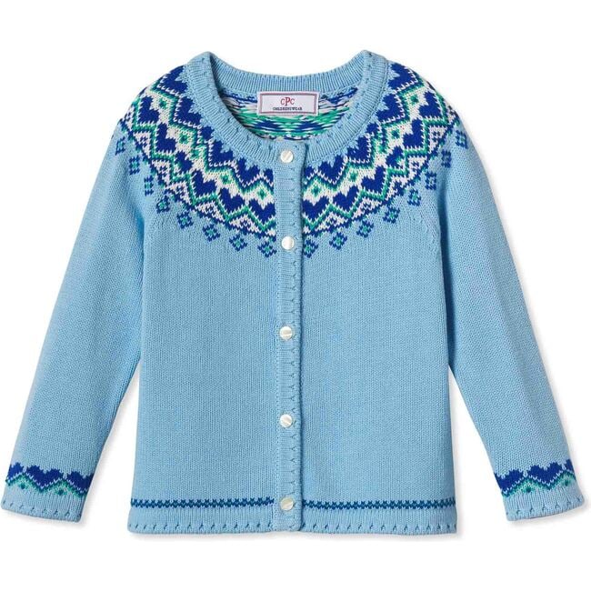 Sage Heart Fair Isle Cardigan, Alaskan Blue - Cardigans - 1