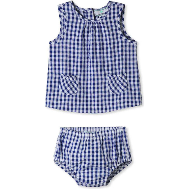 Sophie 2 Piece Sunsuit, Bright Navy & White - Dresses - 1