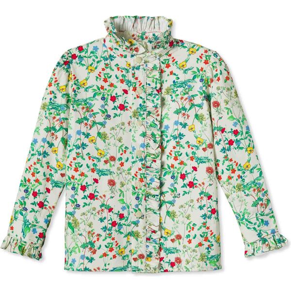 Ginny Ruffle Button Front Shirt, Fall Floral - Classic Prep Tops ...