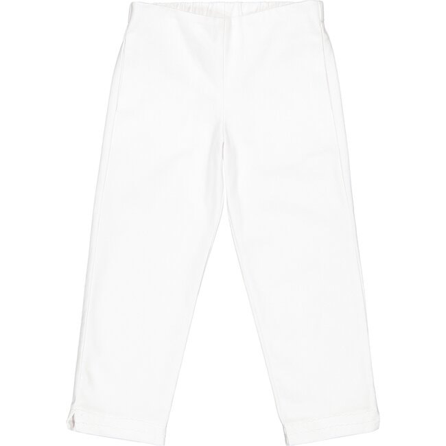 Evie Pique Pants, White - Pants - 1
