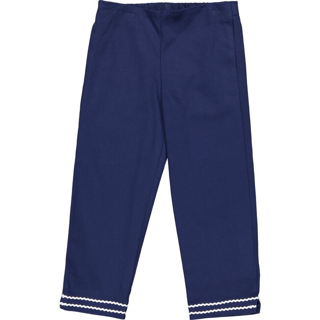 Evie Pique Pants, Navy - Pants - 1