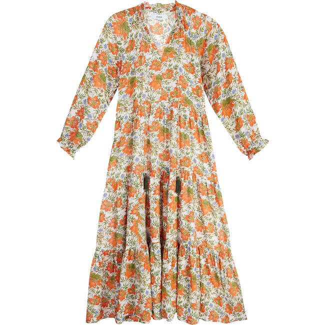 Women's Sienna Maxi Dress, Orange Flowers