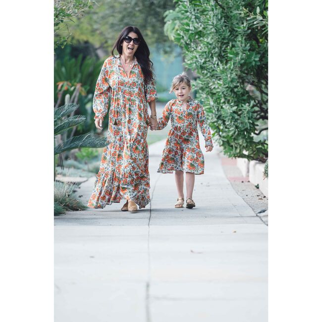 Women's Sienna Maxi Dress, Orange Flowers - roma label Mommy & Me Shop ...