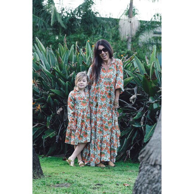 Women's Sienna Maxi Dress, Orange Flowers - Dresses - 4