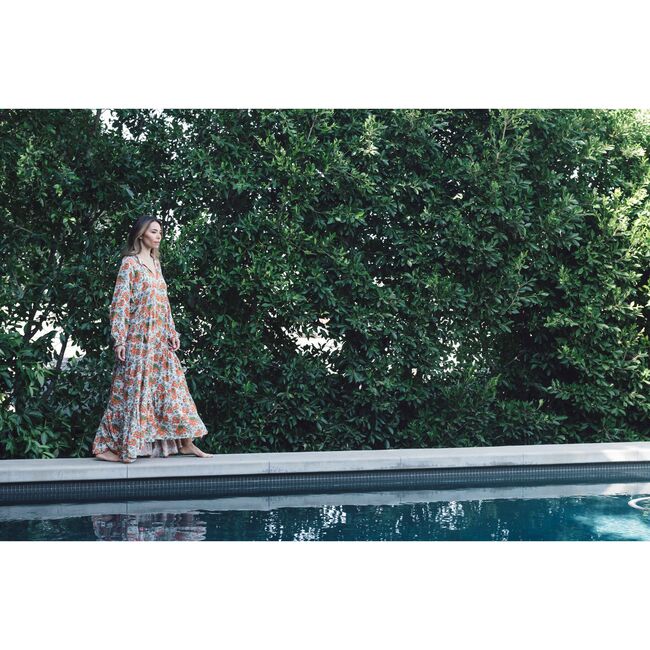 Women's Sienna Maxi Dress, Orange Flowers - Dresses - 5