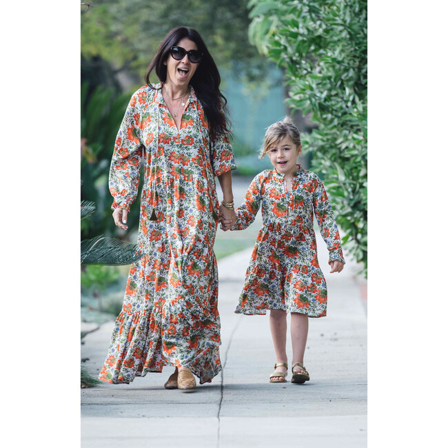 Sienna Kids Dress, Orange Flowers